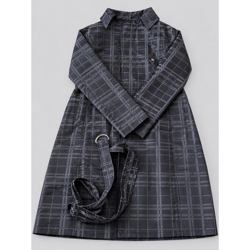 Mossimo Women’s Black Gray Plaid Belted Trench Coat Jacket Size S